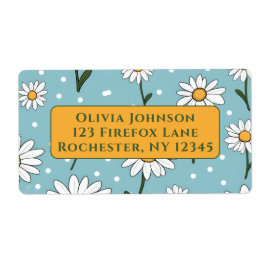 Teal Cute Daisy Flower Address Labels ラベル