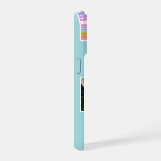 Teal Cute Modern 3 Photo Layout Custom iPhoneケース (右側面)