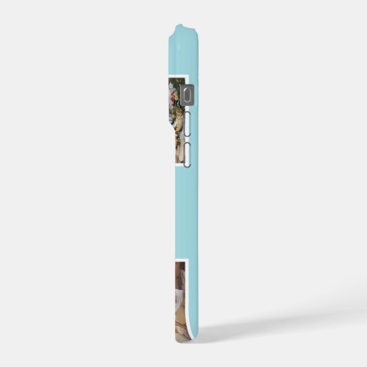 Teal Cute Modern 3 Photo Layout Custom iPhoneケース (左側面)