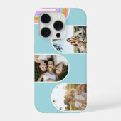Teal Cute Modern 3 Photo Layout Custom iPhoneケース (裏面)