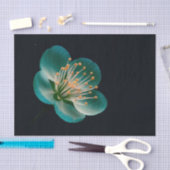 Teal Cyan Gradient Moody Botanical Sakura 薄葉紙 (クラフト)