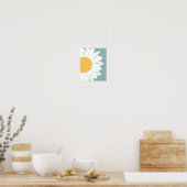 Teal Daisy – Minimalist Floral Wall Art ポスター (キッチン)