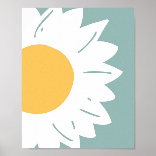 Teal Daisy – Minimalist Floral Wall Art ポスター (正面)