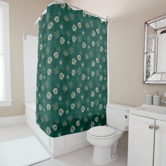 Teal Dandelion Pattern  シャワーカーテン (インサイチュ)