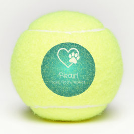 Teal Dog Name Tennis Ball 'toss, fetch, repeat' テニスボール