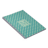 Teal Dots Pattern Monogram ノートブック (右側)