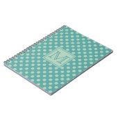 Teal Dots Pattern Monogram ノートブック (左側)