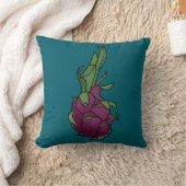 Teal Dragon Fruit Throw Pillow クッション (ブランケット)