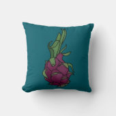 Teal Dragon Fruit Throw Pillow クッション (正面)