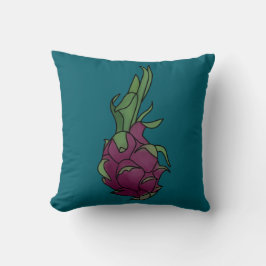 Teal Dragon Fruit Throw Pillow クッション