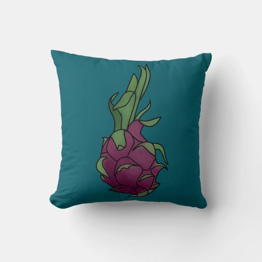 Teal Dragon Fruit Throw Pillow クッション (正面)