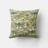 Teal Dragonfly Art Nouveau Botanical Illustration クッション (裏面)