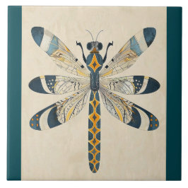 TEAL DRAGONFLY DECORATIVE TILE タイル