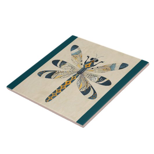 TEAL DRAGONFLY DECORATIVE TILE タイル (側面)