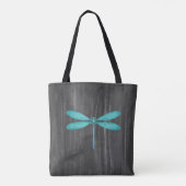 Teal Dragonfly Rustic Personalized Tote Bag トートバッグ (裏面)