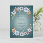 Teal Dusky Botanical Wedding 招待状 (スタンド正面)
