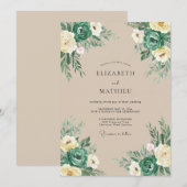 Teal Earthy Vintage Wedding 招待状 (正面/裏面)