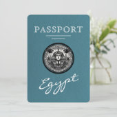 Teal Egypt Passport Wedding Save the Date セーブザデート (スタンド正面)