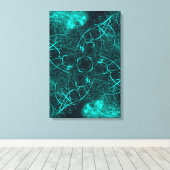 Teal Electric Energy Web Fractal Art キャンバスプリント (インサイチュ (ウッドフロア))