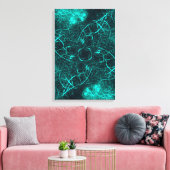 Teal Electric Energy Web Fractal Art キャンバスプリント (インサイチュ (リビング))