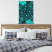 Teal Electric Energy Web Fractal Art キャンバスプリント (インサイチュ (寝室))