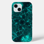 Teal Electric Energy Web Fractal Art Case-Mate iPhoneケース (裏面)