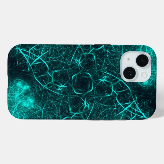 Teal Electric Energy Web Fractal Art Case-Mate iPhoneケース (裏面 (横))