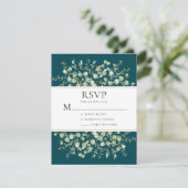 Teal Eucalyptus Wedding 出欠カード (スタンド正面)