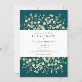 Teal Eucalyptus  Wedding 招待状
