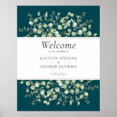 Teal Eucalyptus Wedding Welcome ポスター (正面)