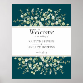 Teal Eucalyptus Wedding Welcome  ポスター