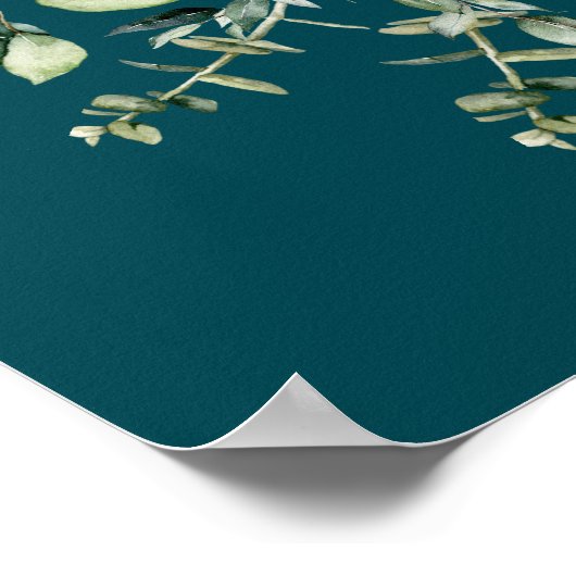Teal Eucalyptus Wedding Welcome ポスター (角)