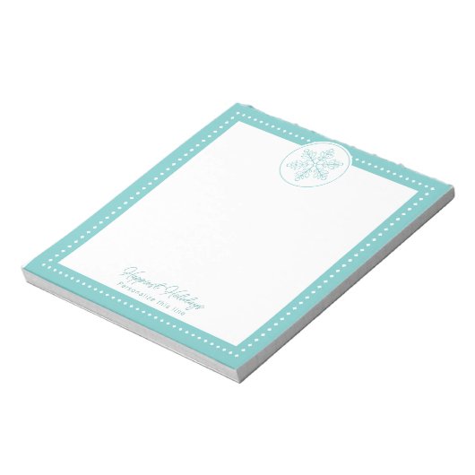 Teal Fancy Snowflake Personalized Holiday ノートパッド (回転)