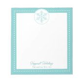 Teal Fancy Snowflake Personalized Holiday ノートパッド (正面)