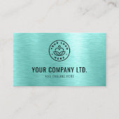Teal Faux Brushed Metal Professional QR Code 名刺 (正面)