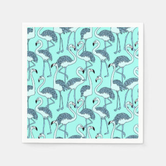 Teal Flamingo Pattern– Tropical Minimalist  スタンダードカクテルナプキン