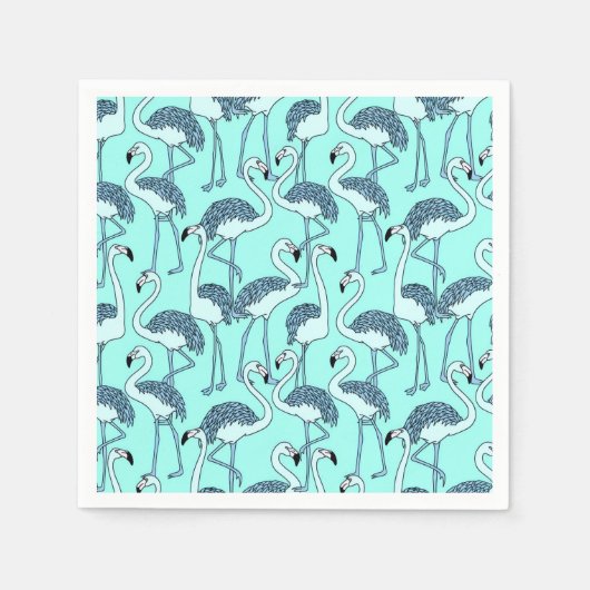 Teal Flamingo Pattern– Tropical Minimalist  スタンダードカクテルナプキン (正面)
