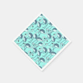 Teal Flamingo Pattern– Tropical Minimalist  スタンダードカクテルナプキン (角)