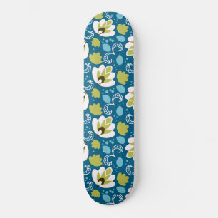 Teal Floral Art Paisley Gardener Green Leaves スケートボード
