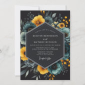 Teal Floral Artistry Wedding 招待状 (正面)