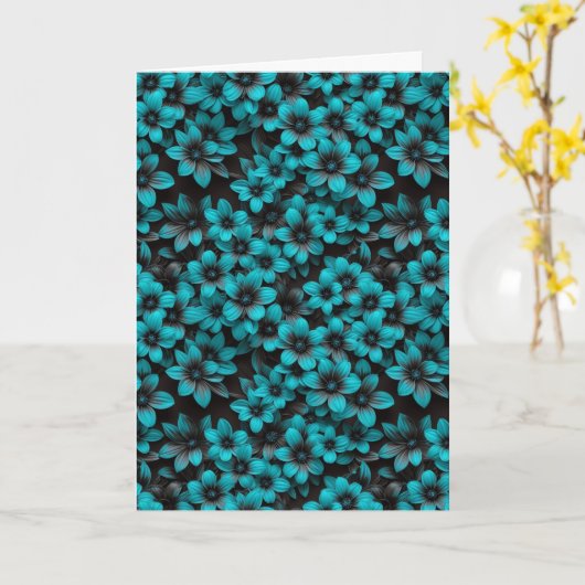 Teal Floral Birthday Card カード (黄色い花)