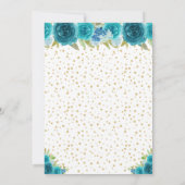 Teal Floral Blonde Hair Princess Sweet Sixteen 招待状 (裏面)