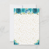 Teal Floral Brunette Hair Princess Sweet Sixteen 出欠カード (裏面)
