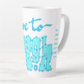 Teal Floral Chunky Text Slogan With Name カフェラテマグ (右アングル)