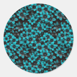 Teal Floral Gift Stickers ラウンドシール