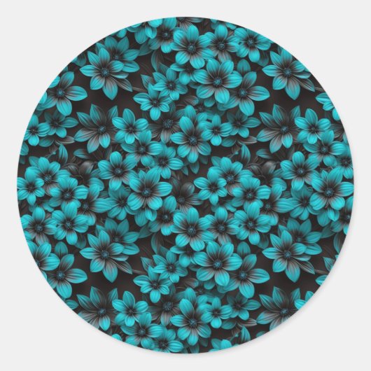 Teal Floral Gift Stickers ラウンドシール (正面)