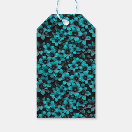 Teal Floral Gift Tags ギフトタグ (正面)