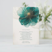 Teal Floral Gold Wedding Thank You  サンキューカード (スタンド正面)