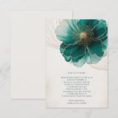 Teal Floral Gold Wedding Thank You  サンキューカード (正面/裏面)