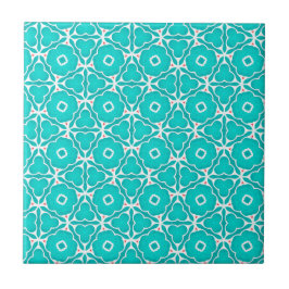 Teal Floral Moroccan Tile Pattern タイル